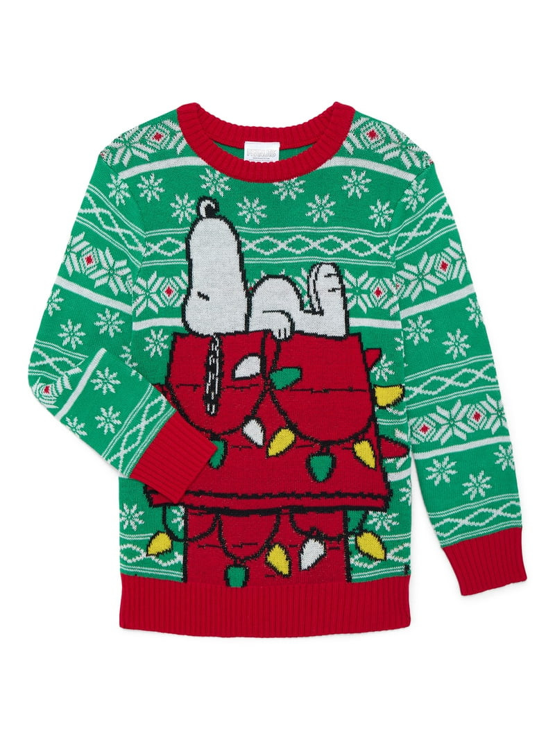 Peanuts Snoopy Little Boys and Big Boys Holiday Sweater, Sizes 4-18 | Walmart (US)
