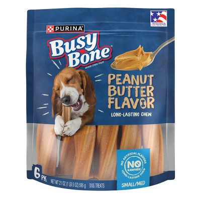 Purina Busy Bone Peanut Butter Flavor Small Medium Long Lasting Chewy Dog Treats - 6ct | Target