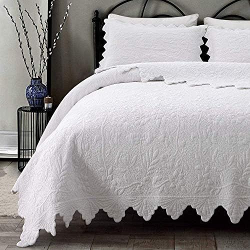 Brandream White Quilts Set King Size Coverlet Set Luxury Farmhouse Bedding Set 100% Cotton Quilted B | Amazon (US)