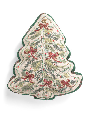 20in Textured Trees With Bows Pillow | TJ Maxx