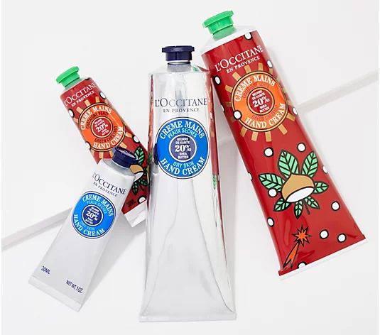 L'Occitane Holiday Hands Shea Butter Hand Cream 4-Piece Set - QVC.com | QVC