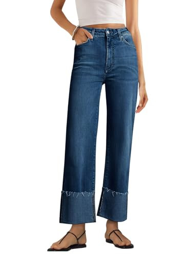 KUNMI Women's Wide Leg Jeans High Waisted Straight Leg Stretchy Denim Pants with Pockets | Amazon (US)