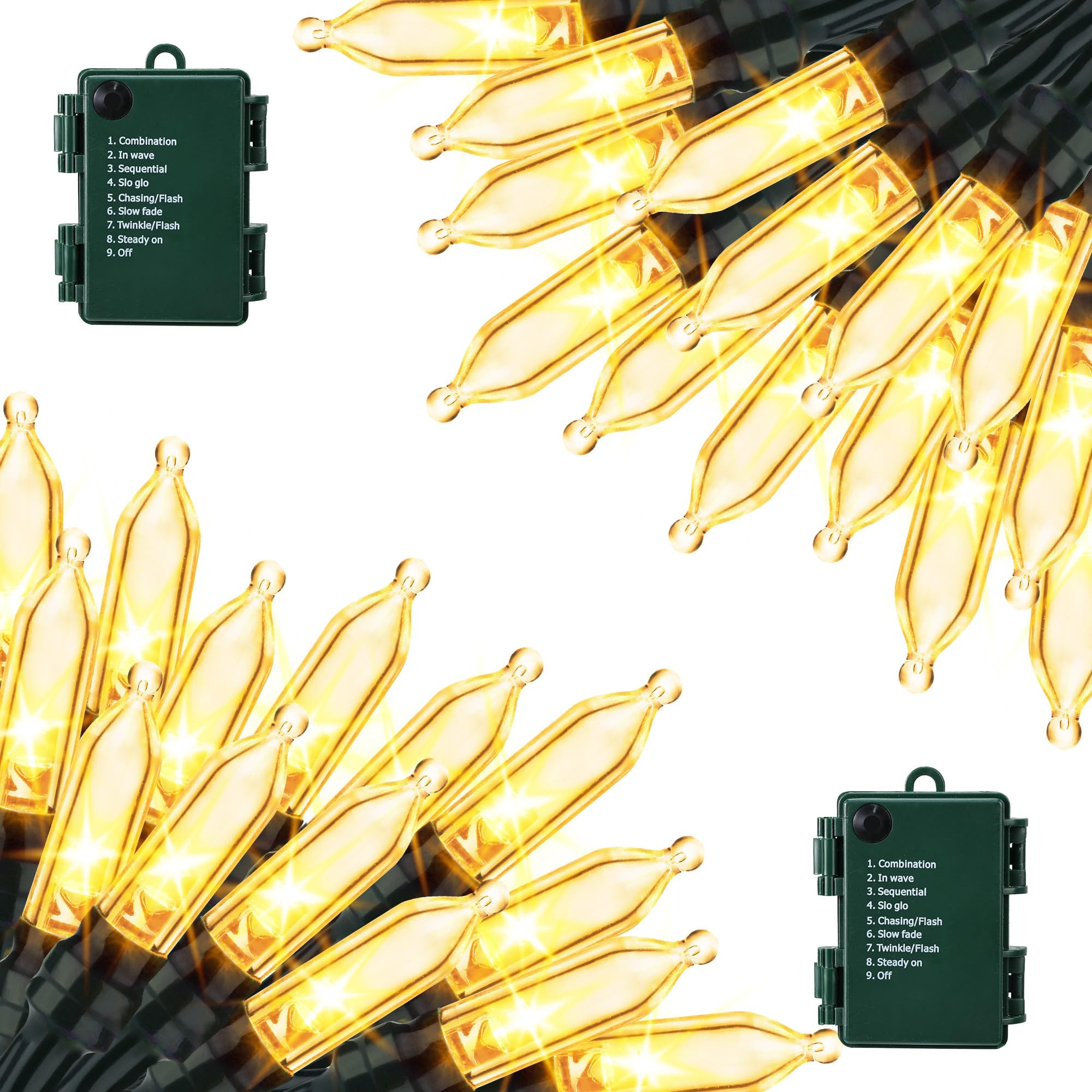 Lomotech Battery Operated Christmas Lights - 2 Pack Total 33ft 100LEDs Mini String Lights 8 Modes... | Amazon (US)