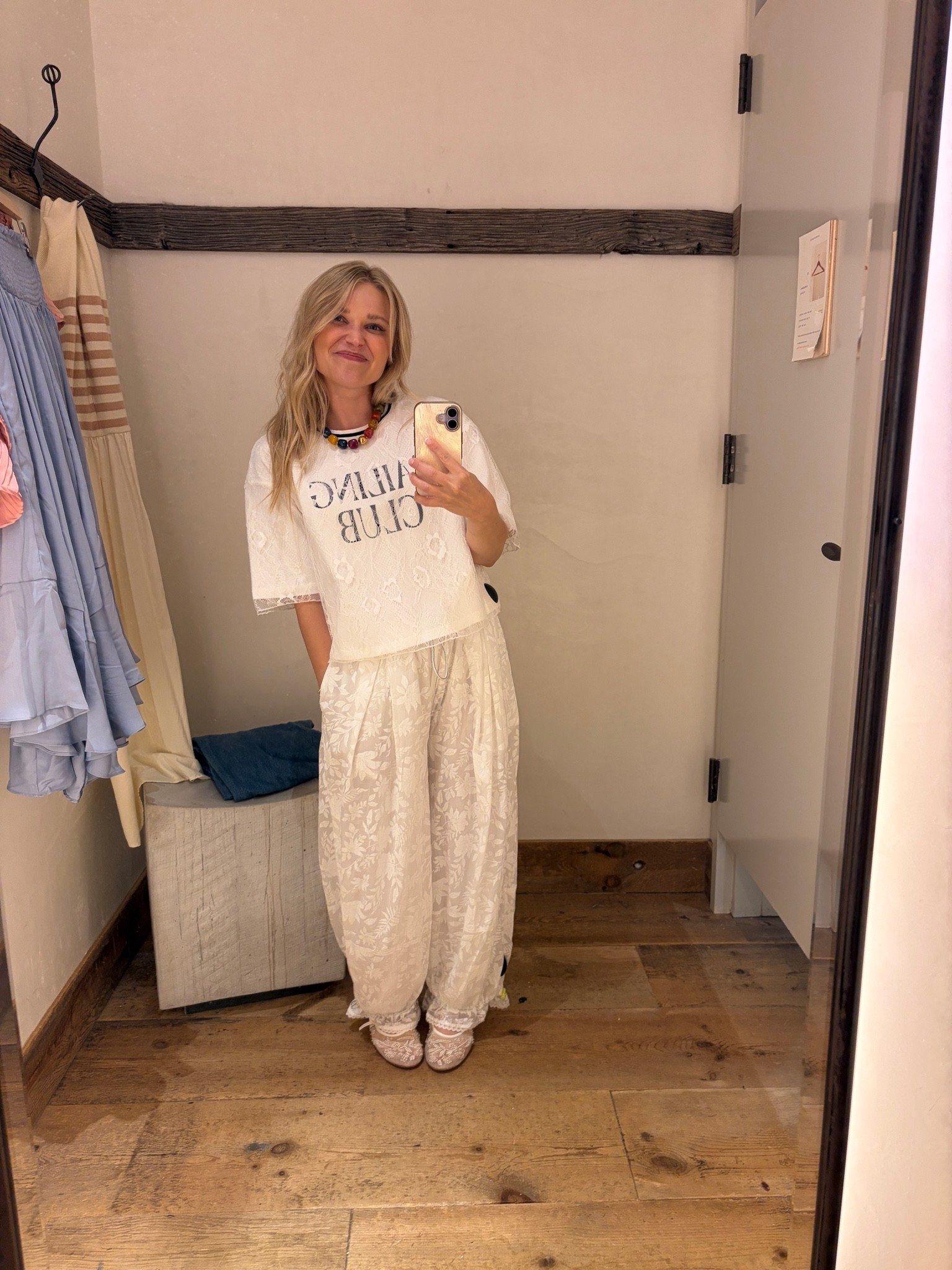 I had some birthday cash burning a hole in my pocket and came home with a completely unnecessary but adorable lounge set 😆 I can’t wait to wear this everywhere. You do need to wear white booty shorts underneath!