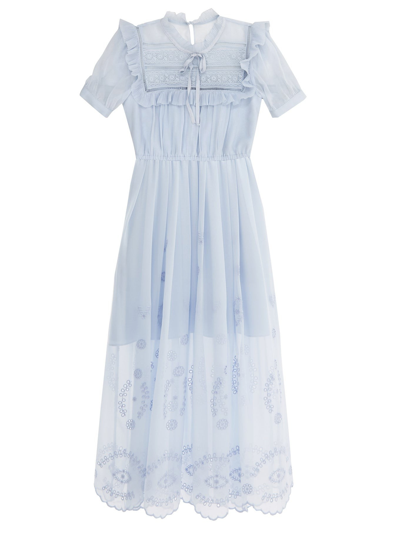 Lace-yoke gathered-chiffon dress | Self-Portrait | Matches (US)