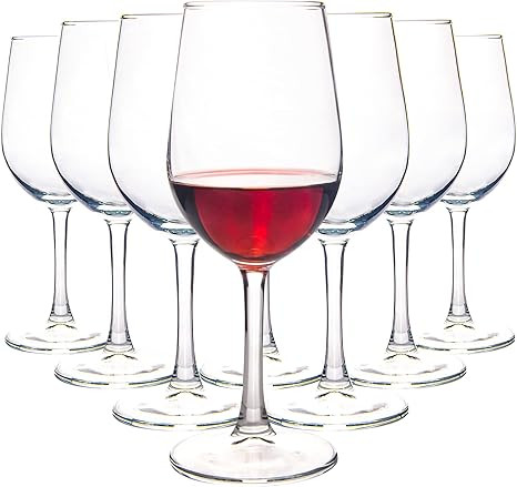 HAKEEMI Wine Glasses Set of 8, 12 oz Red White Wine Glasses, Clear, Dishwasher Safe | Amazon (US)