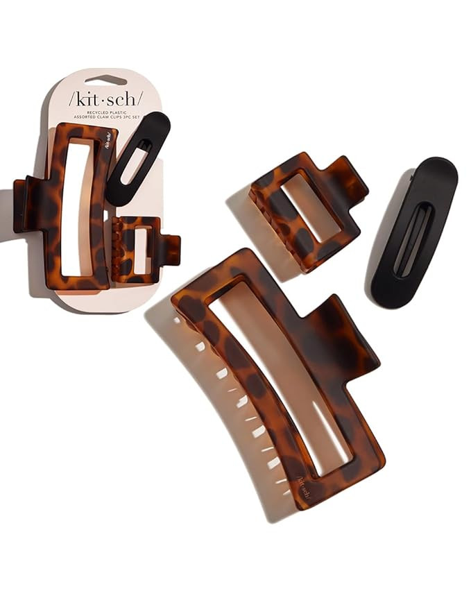 Kitsch Assorted Hair Claw Clips for Women, Recycled Plastic Large Claw Clips & Medium Rectangle C... | Amazon (US)