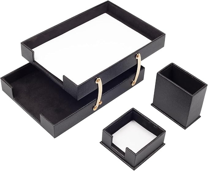 MOOGCO Bonded Set Luxury Leather Desk Pad & Desk Organization Essentials Desk Organizer Leather D... | Amazon (US)