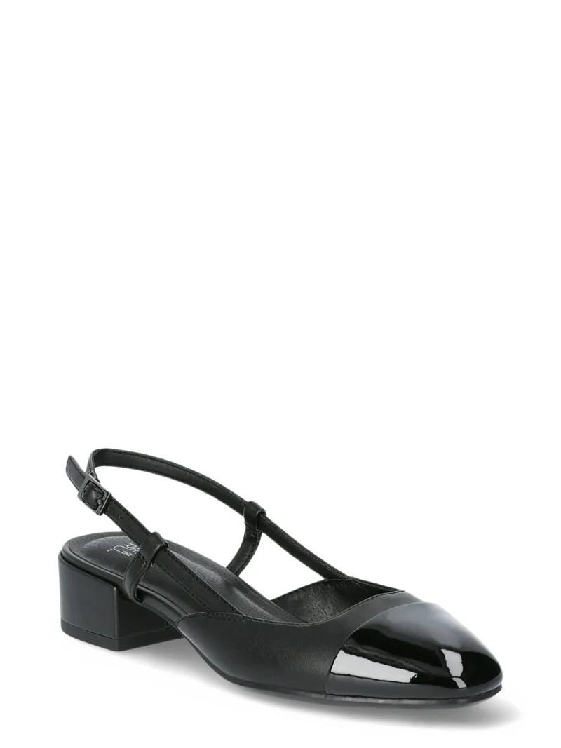 Time and Tru Women's Faux Leather Block Heel Slingbacks | Walmart (US)