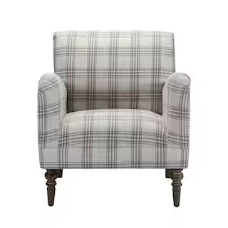 JAYDEN CREATION Mandan Grey Upholstered Accent Amchair with Plaid Pattern HCHS0193-GREY | The Home Depot