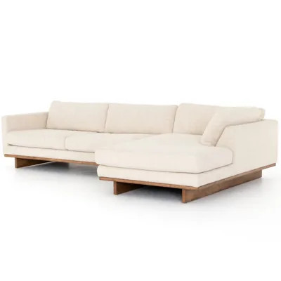 Ethan Modern Classic Cream Performance Chaise Sectional - Right Chaise - 125 | Kathy Kuo Home