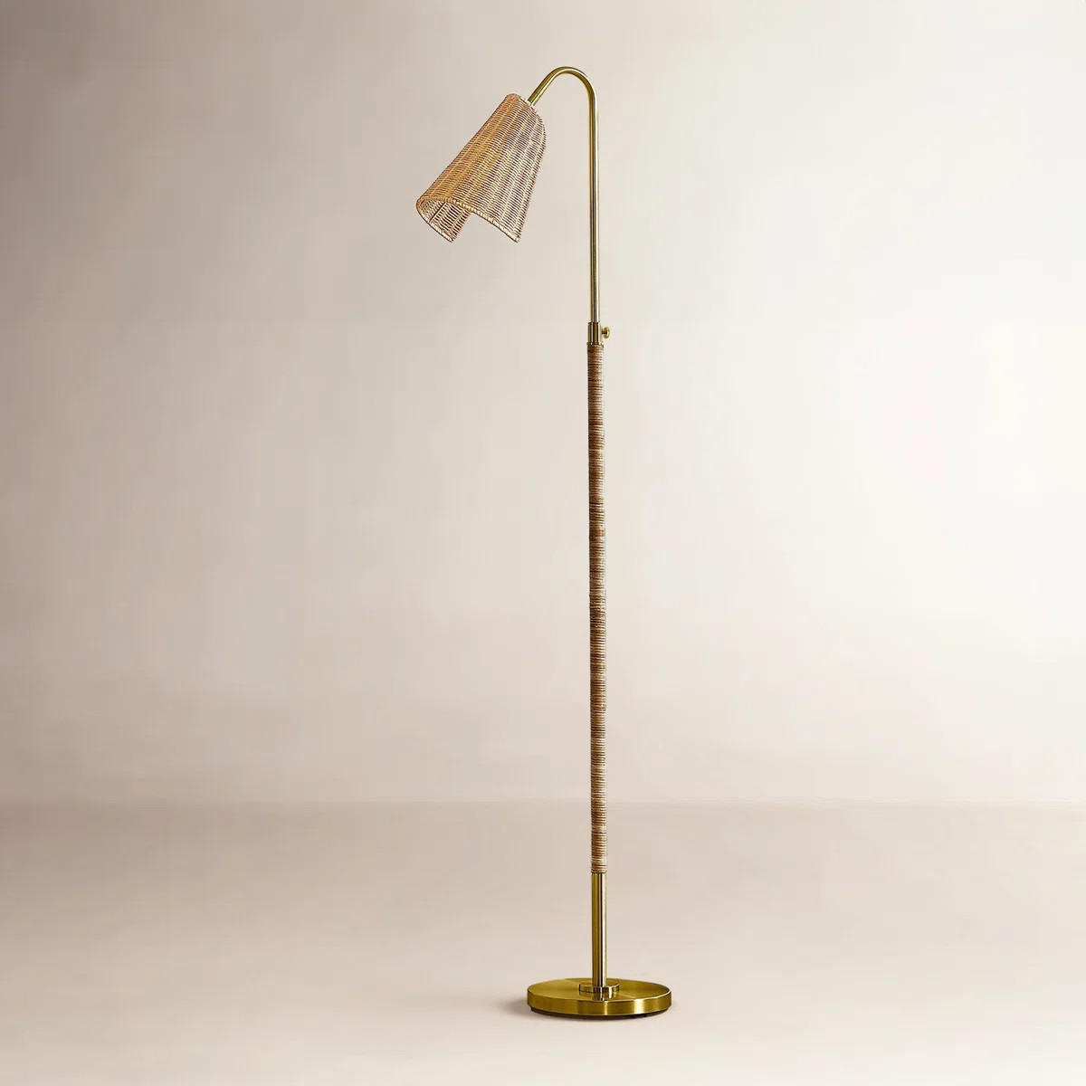 65'' Arched Rattan Floor Lamp For Living Room/bedroom | Birch Lane