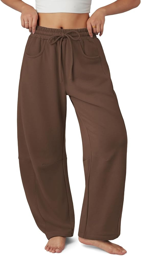ATHMILE Barrel Sweatpants Women Fall Fashion Wide Leg Pants 2025 Baggy Lounge Comfy Flowy Sweat P... | Amazon (US)