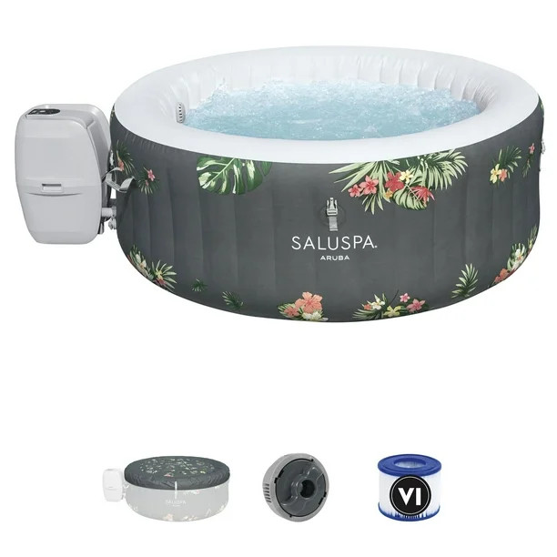 Bestway 60062E-BW Aruba 3-Person Portable Inflatable Round Air Jet Hot Tub | Walmart (US)