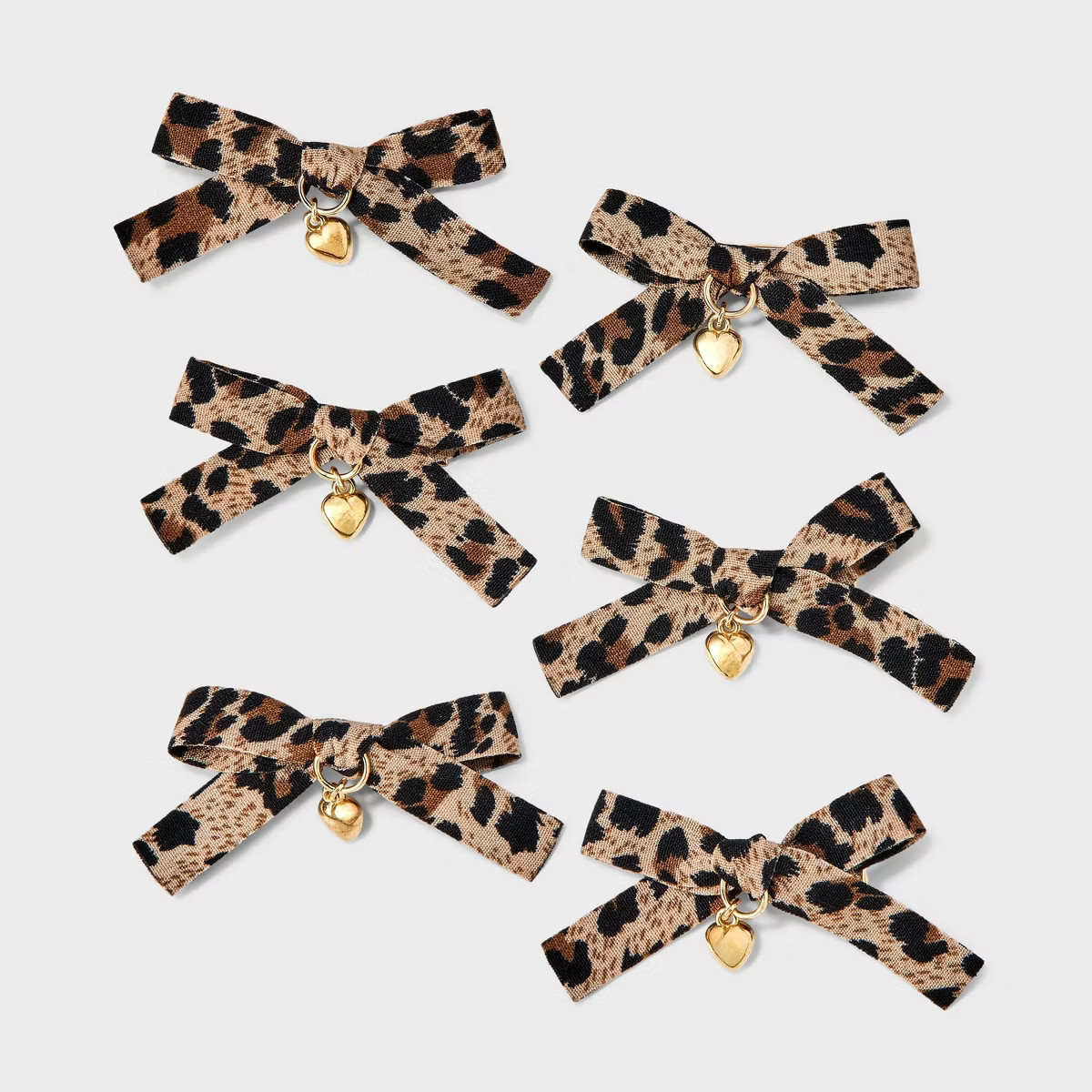 Mini Bows with Heart Charms Pelican Hair Clip Set 6pc - Wild Fable™ Leopard Print | Target