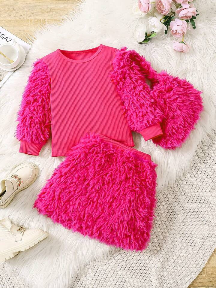 SHEIN Streecool Kids Girls' Casual Fashionable, Comfortable, And Warm Home To School Outfits, Swe... | SHEIN