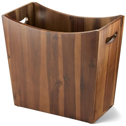 Tidita 3-Gallon Acacia Wood Wastebasket, Small Wood Trash Can with Handles | Amazon (US)