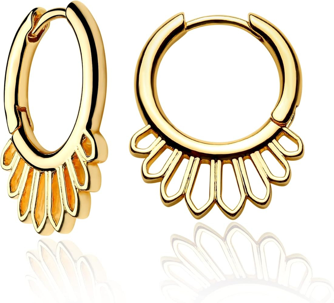 MYEARS Women Gold Huggie Hoop Earrings Bead Ball Spike Star Diamond CZ Sleeper Dangle Drop 14K Gold  | Amazon (US)