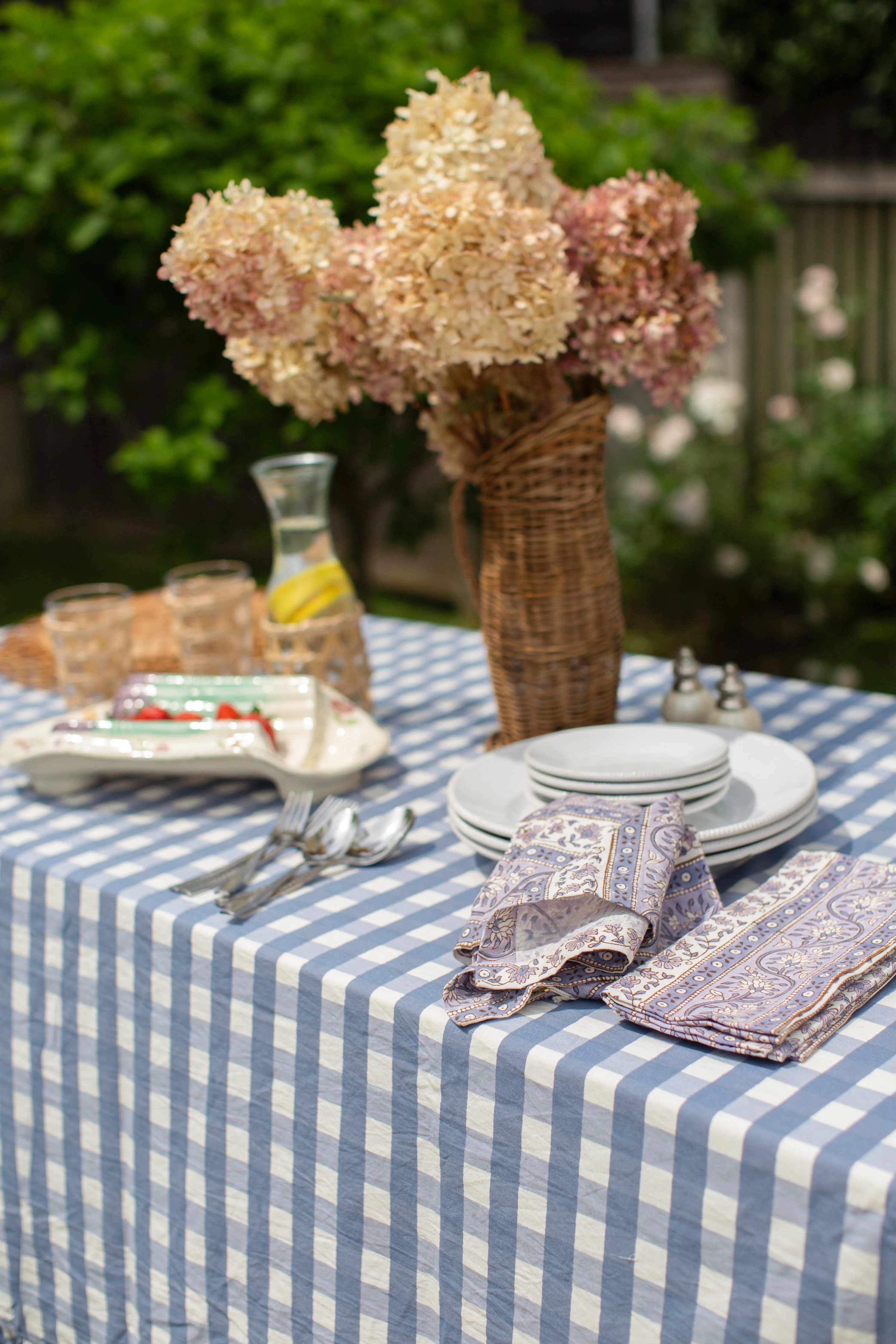 Ruffle Tablecloth - Blue Gingham | Marea