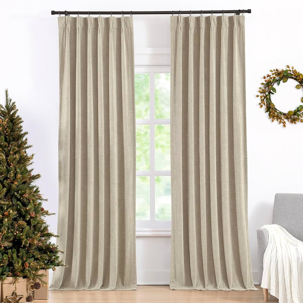 Vision Home Pinch Pleated Full Blackout Curtains Velvet Chenille Room Darkening Curtains 102 inch... | Amazon (US)