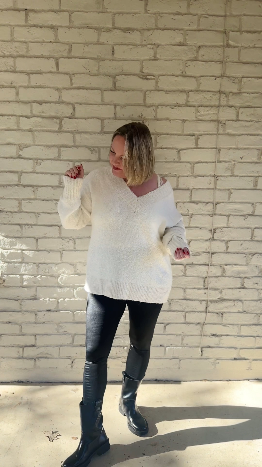 I’m living in this Aerie sweater!! Size medium. Large petite leggings; boots tts 

#LTKStyleTip #LTKMidsize #LTKFindsUnder50