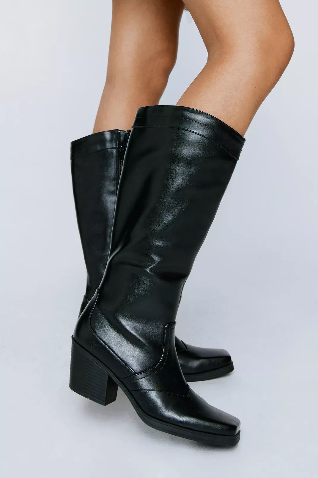Faux Leather Square Toe Cowboy Boots | Nasty Gal UK (+IE)