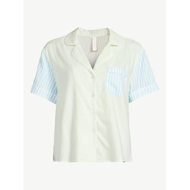 Joyspun Women's Notch Collar Twill Sleep Shirt, Sizes S to 3X | Walmart (US)