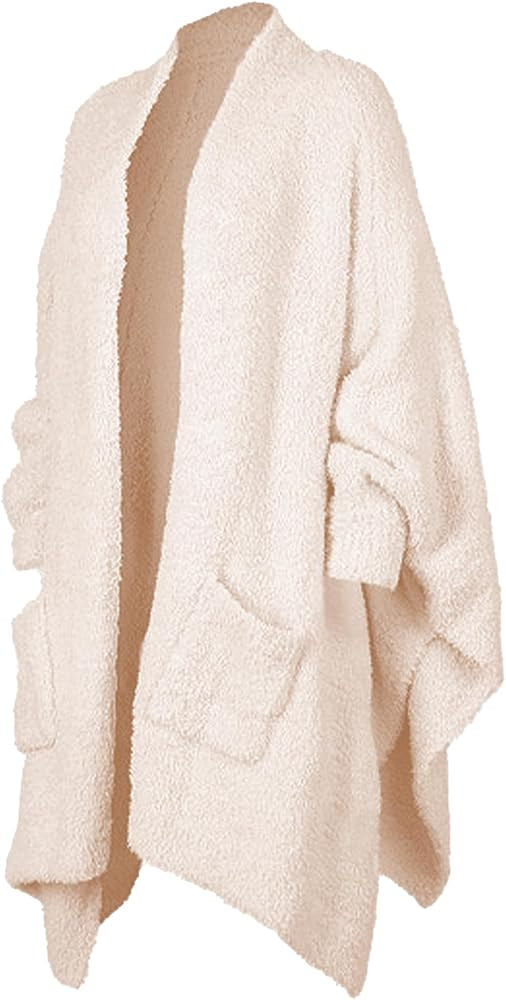 Wearable Blanket Sherpa Poncho Unique Office Work Warm Cozy Shawl TV Throw Blankets, Plush Cape W... | Amazon (US)
