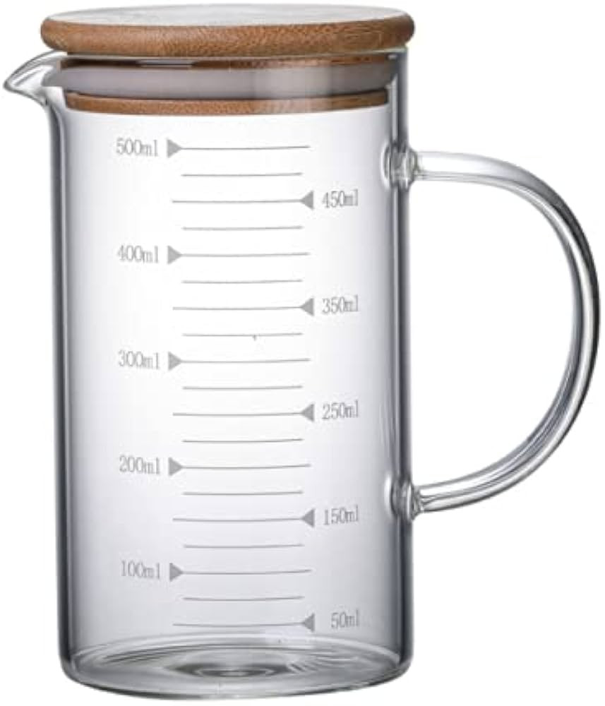 Glass Measuring Cup, Measuiring Jugs with Airtight Lid, Borosilicate Graduated Glass Mug with Han... | Amazon (UK)