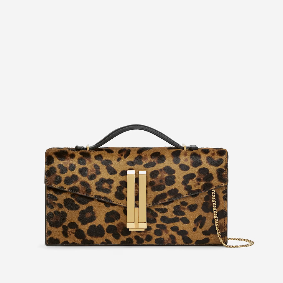 The Vancouver Clutch | Leopard Effect Calf Hair & Black Smooth | DeMellier | DeMellier