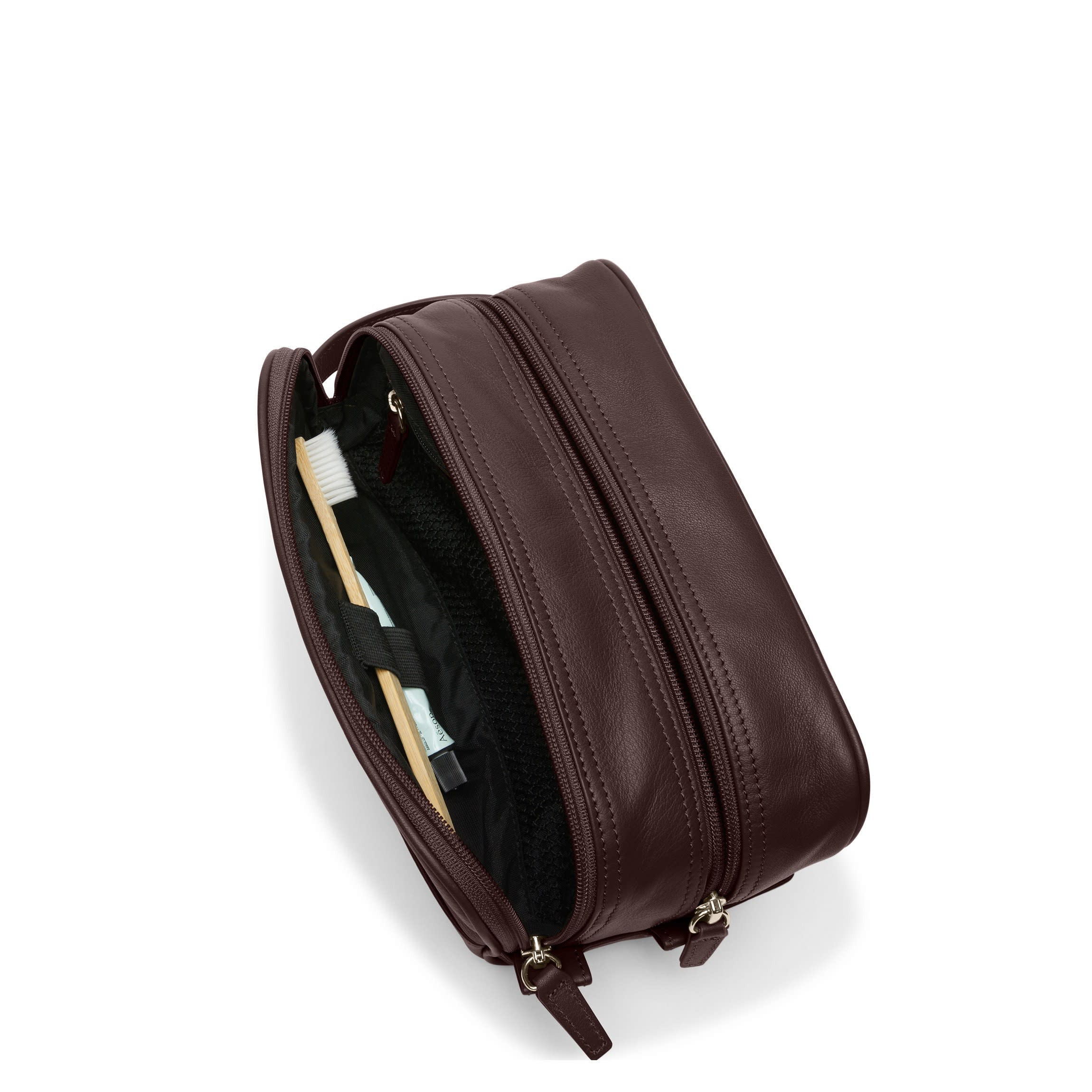 Small Double Zip Toiletry Bag | Leatherology