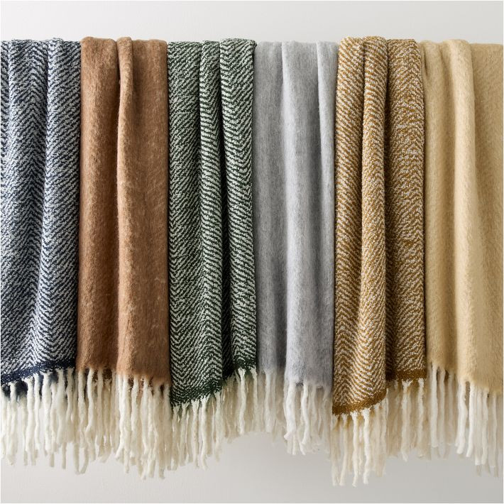 Brushed Herringbone Throw | West Elm (US)