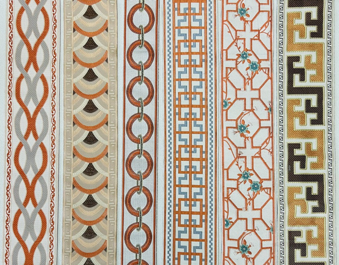 Orange Collection Curtain Trim Decorative Fabric Trim for Curtains Drapery Trim Jacquard Trim Sol... | Etsy (US)