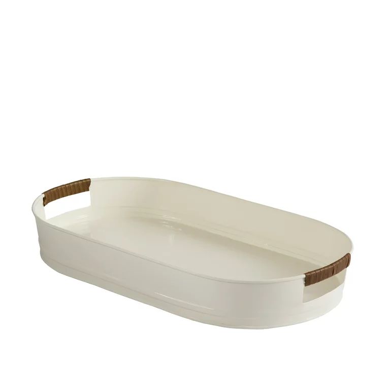 Better Homes & Gardens Small Oval Iron Tray, Vanilla | Walmart (US)