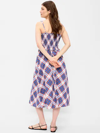 Fit & Flare Smocked-Bodice Midi Dress | Old Navy (US)