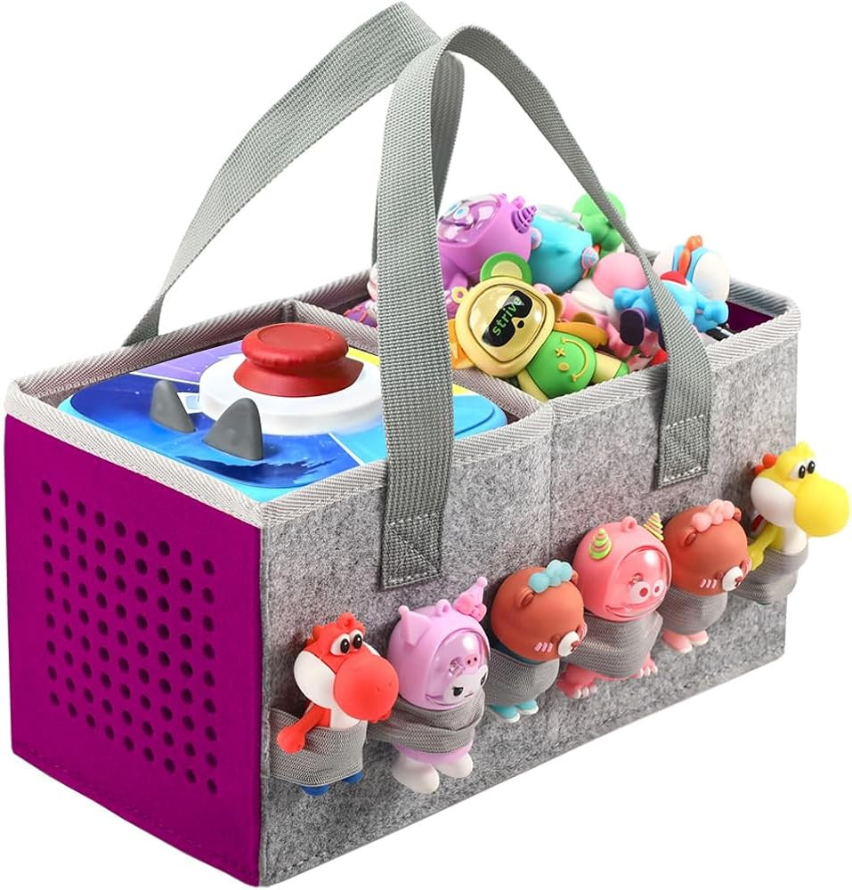 Carrying Case Travel Felt Bag Compatible with Toniebox 1/2 Audio Player Starter Set and Tonies Figurine (Gray+Purple) | Amazon (US)