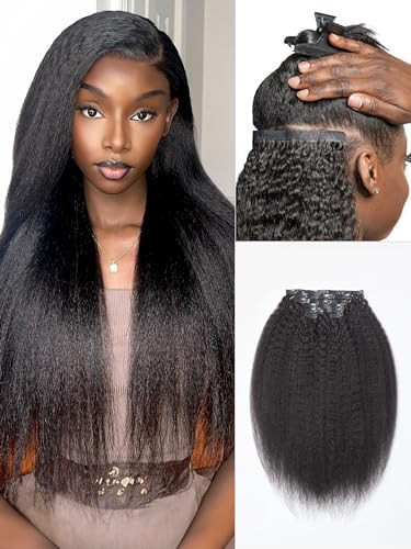 LUVME HAIR Real Hair Extensions Clip in Human Hair Fullness with 1 Pack, 7pcs 16clips 24 Inch Kinky Clip in Unprocessed Virgin Remy Hair | Amazon (US)