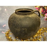 Large Antique Black Pot - Ceramic Pitcher Milk Jug Ewer Pottery Vessel Farmhouse Home Decor Rustic D | Etsy (US)