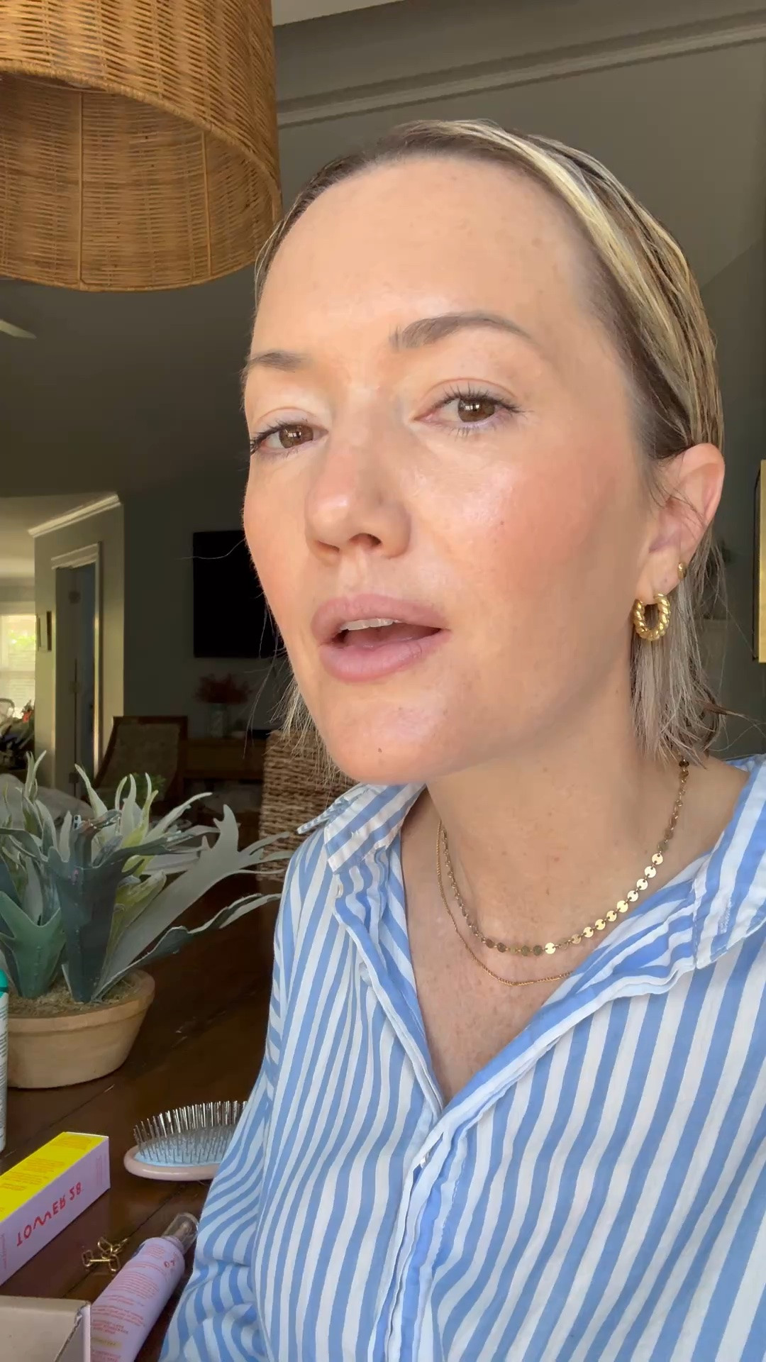 40 year old over here with the most simple makeup routine that gives a great glow!

Sunny days skin tint in 20 Mulholland
Swipe serum concealer in 7.5 lad
Mascara in Jet
BeachPlease cheek balm in Rush Hour
Lip pencil in Check Me Out
Lip jelly in Pistachio

#LTKBeauty #LTKOver40 #LTKgrwm