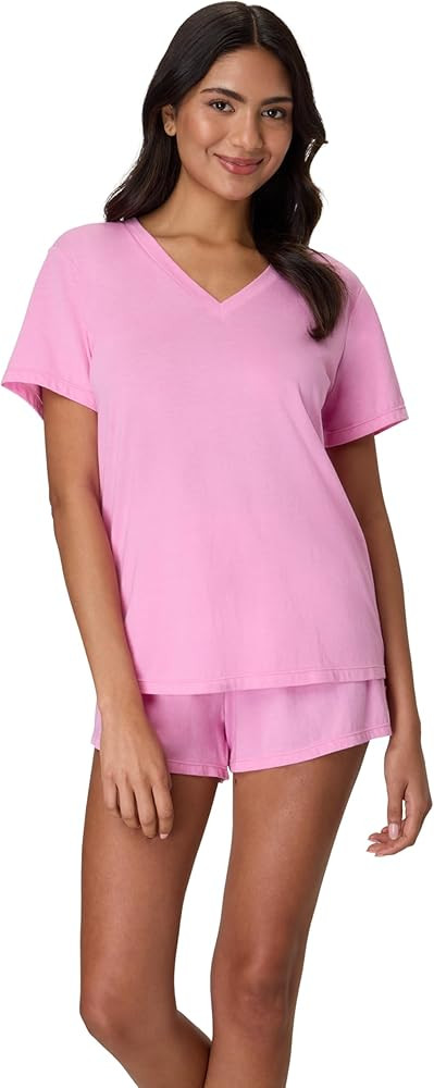Hanes Women's Pajama Set, Sleepwear V-Neck Tee & Sleep Shorts Loungewear | Amazon (US)