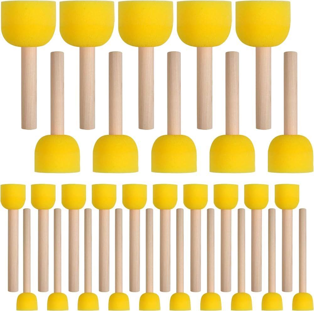 30 Pcs Round Sponges Brush Set, Round Sponge Brushes for Painting, Paint Sponges for Acrylic Pain... | Amazon (US)
