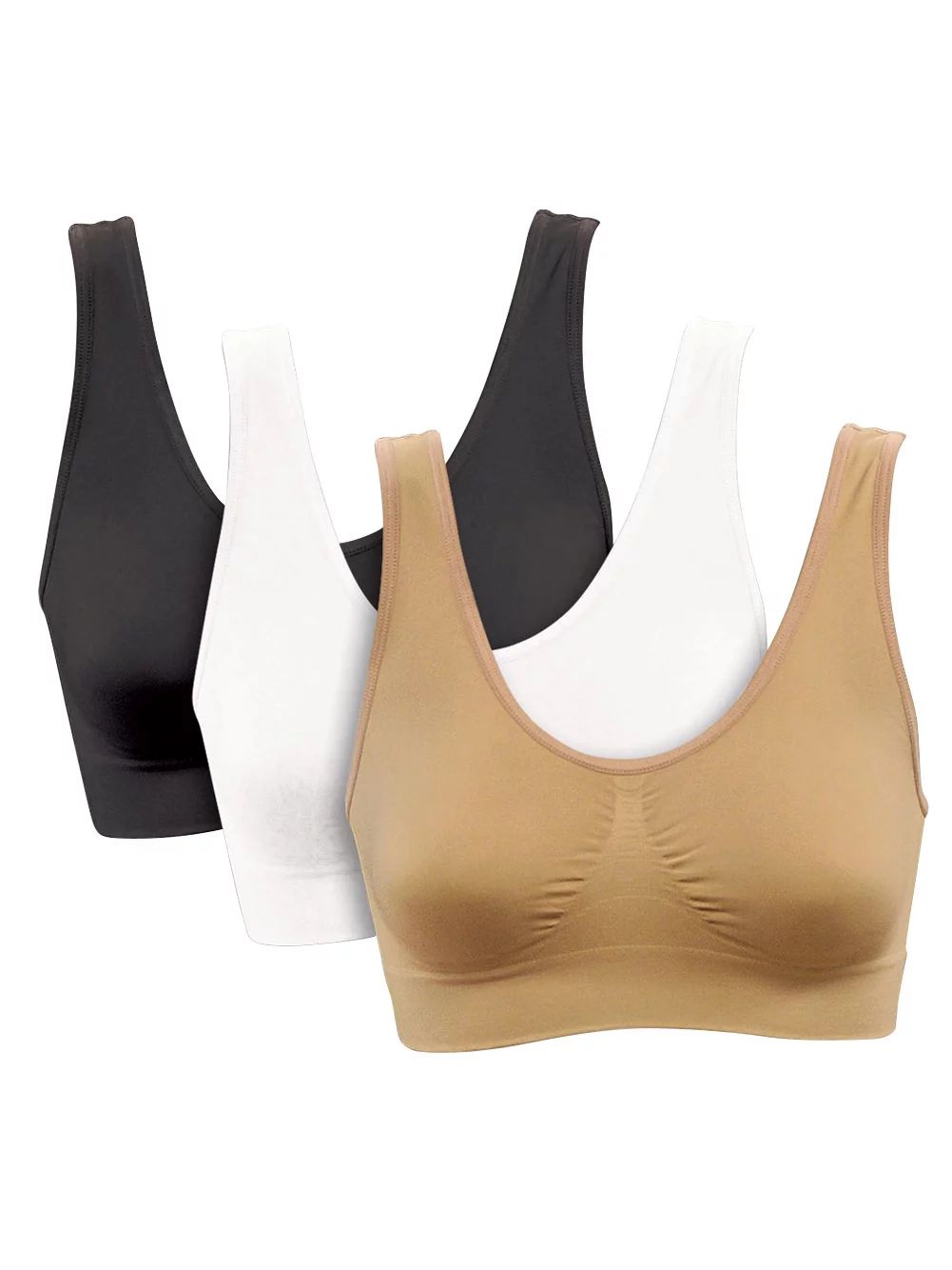 Women's Genie Bra (TM) 3 Pack of Comfort Sports Bras in Neutral Colors - Walmart.com | Walmart (US)