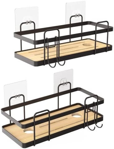 Keebofly Shower Caddy Bathroom Shower Organizer Shelf with Hooks,2 Pack,Shower Rack Self Adhesive... | Amazon (US)