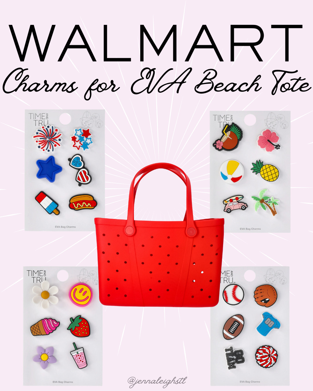 The Time and Tru EVA beach tote from Walmart has been so popular and now they have a 6 pack of themed tote bag charms so you can customize your bag. Such a fun way to add a little personality. 

 #LTKmomlife #LTKActive #LTKTravel