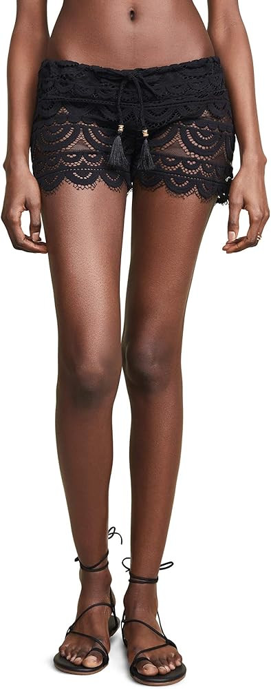 PQ Swim Women's Lexi Diva Lace Shorts - Drawstring Closure, Gold Beaded Tassel | Amazon (US)