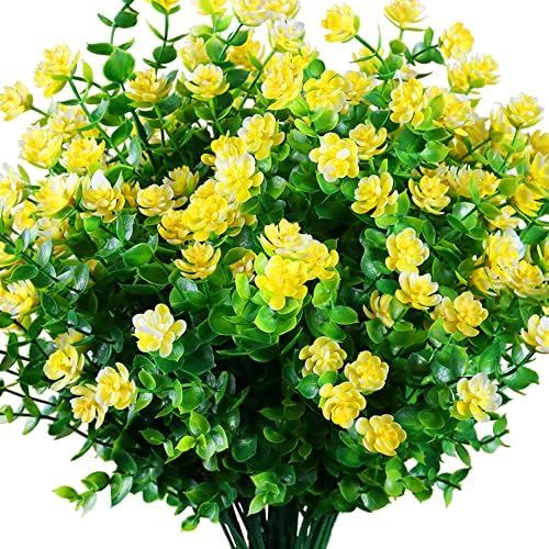 12 Bundles Artificial Flowers Outdoor Fake Flowers for Decoration UV Resistant No Fade Faux Plastic  | Amazon (US)