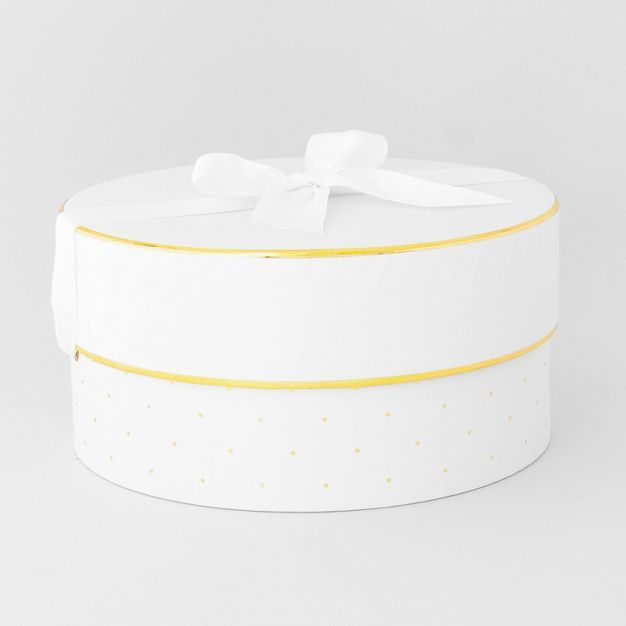 White and Gold Swiss Dot Large Round Box - Sugar Paper™ + Target | Target