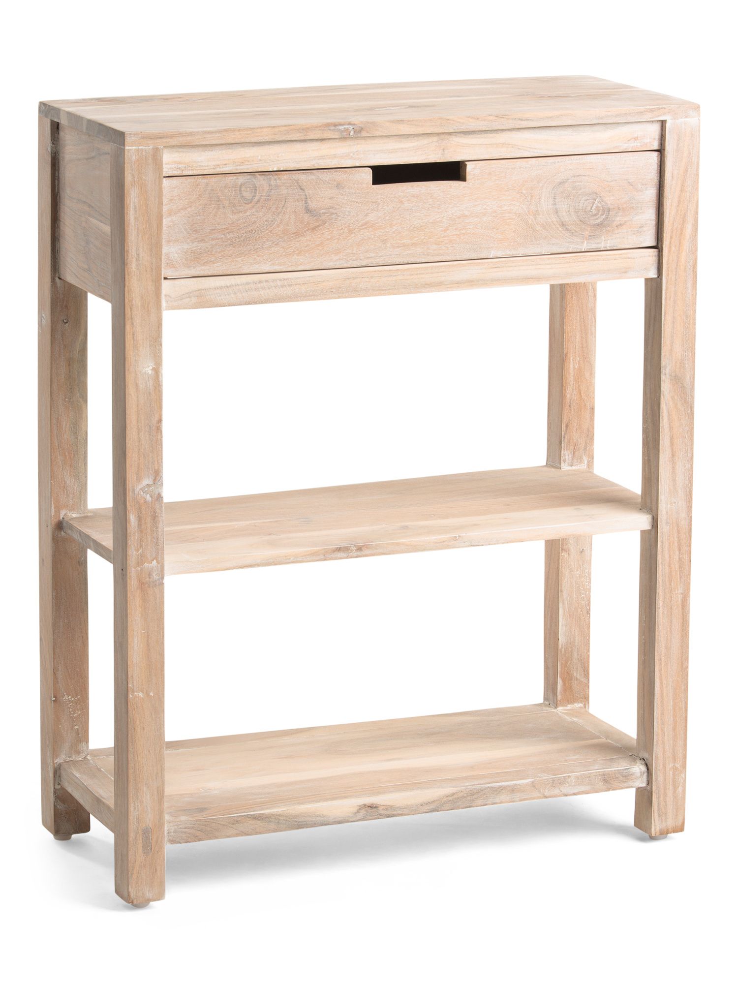 Solid Acacia Accent Table With Shelves | TJ Maxx