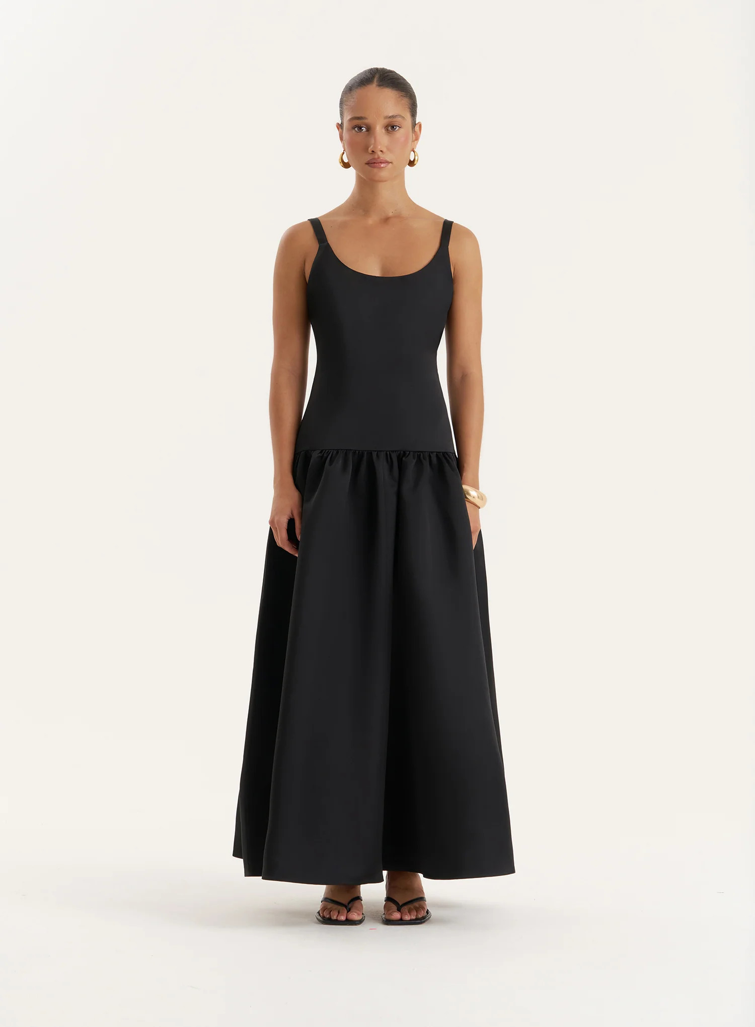 Black Drop Waist Maxi Dress- Melinie | 4th & Reckless