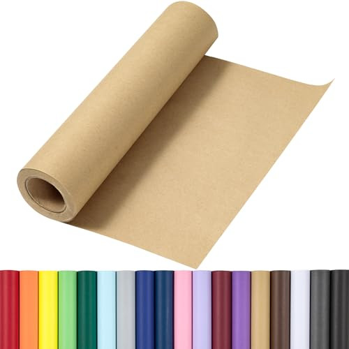 RUSPEPA Brown Kraft Wrapping Paper Roll, 17.5"x 393"(32.8'), Recyclable Brown Art Gift Wrap Paper for Gift Wrapping, Table Covering, Kid Craft Supplies, Bouquet Flower, Bulletin Board, 80GSM | Amazon (US)